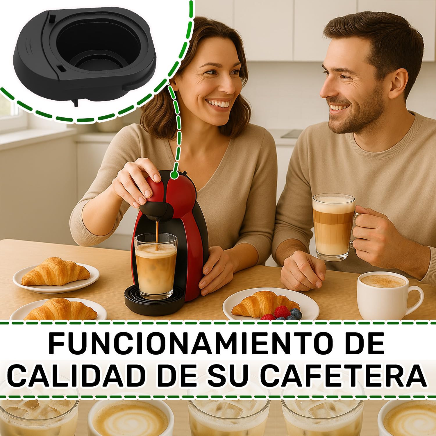 Porta Capsulas para Cafetera Capsulas 80x64x35 mm Ø45 mm con Código Original MS-624826 para Nescafe para Krups para Dolce Gusto para Piccolo XS - Garantía de 5 Años - ONIX TECH