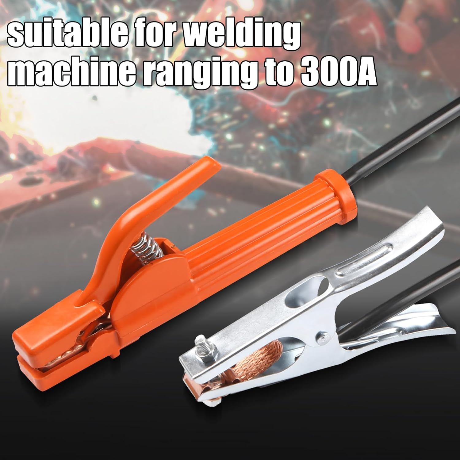 Welding Electrode Holder,Welding Ground Clamp, With cable 25mm ² 6.56+16.4FT, Ultra Long Cable, Dinse 35-50 Connector, Anti Scald And Anti slip handle, Suitable For Welding machine (2+5meter)