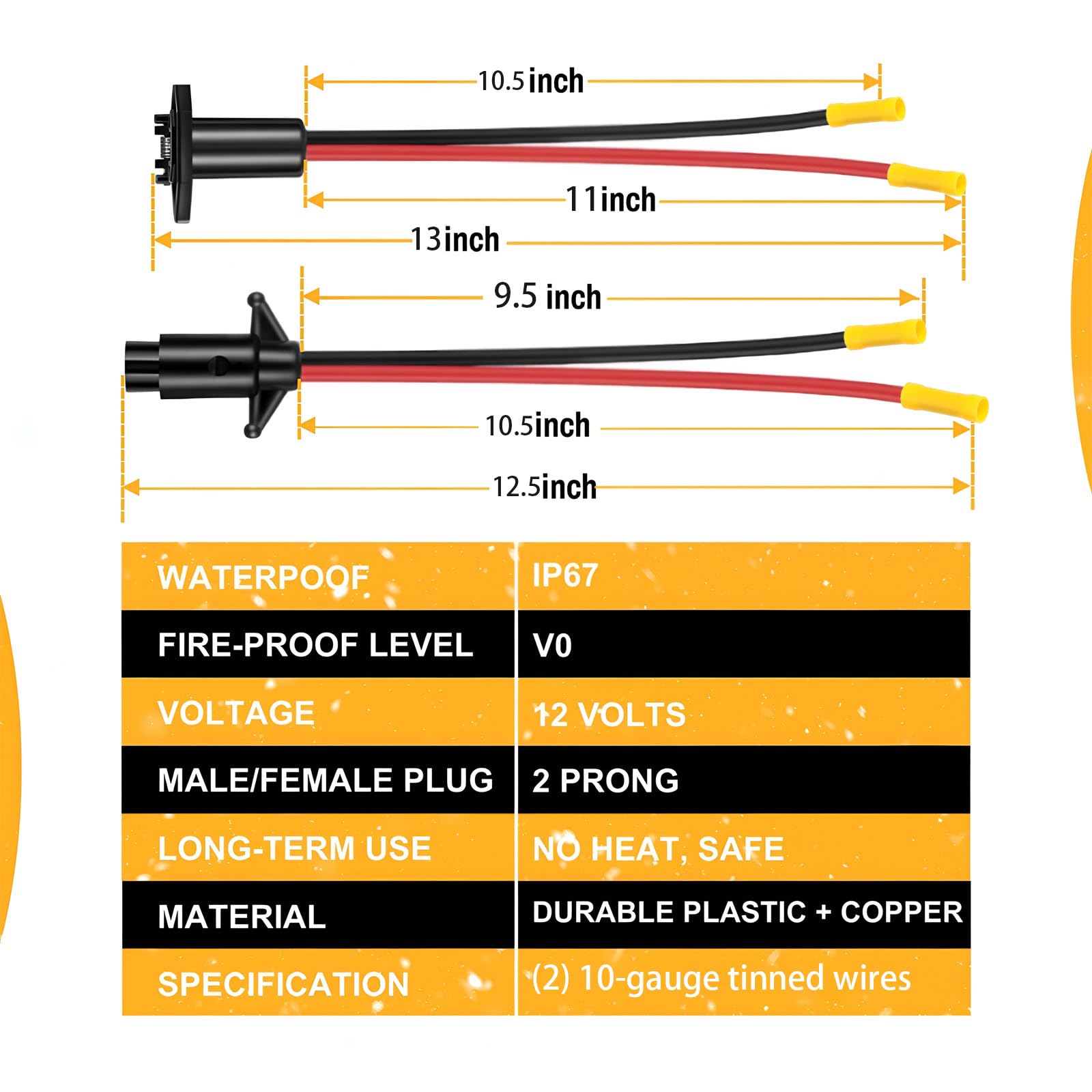 Pactrade Marine Boat Trolling Motor Plug &amp; Socket Set 12V 2-Wire 8