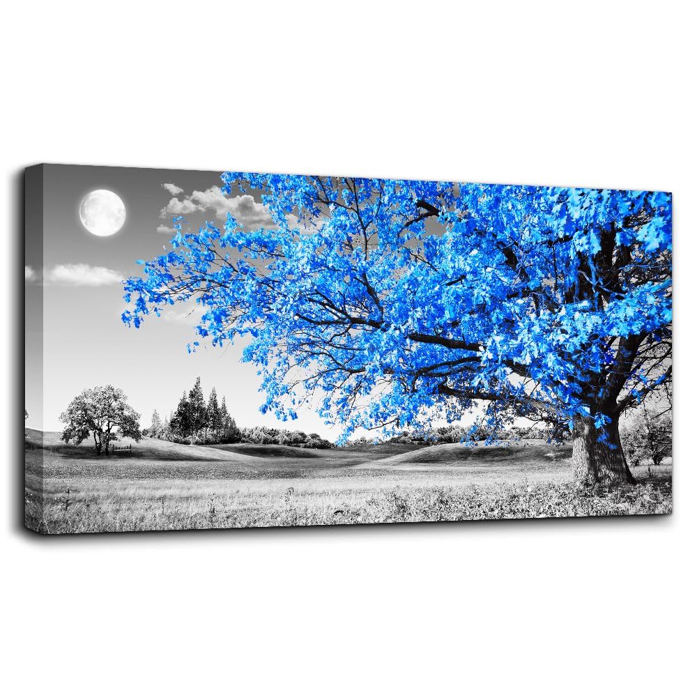 hyidecorart Large Canvas Wall Art for Living Room, Modern Blue Tree Artwork Nature Bathroom Pictures Bedroom Wall Decor, Family Prints Paintings Wall Decorations for Hallway Kitchen Dining Room Office โ image 1