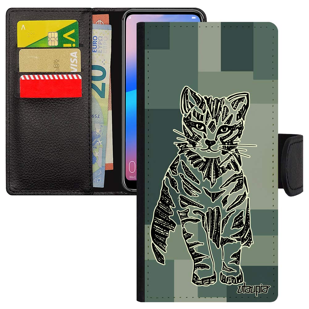 Coque Samsung Galaxy A31 dessin chat géométrique en cuir de luxe durable - 2
