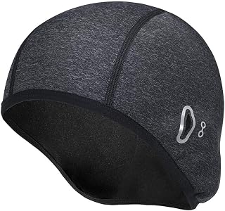 Lveal Thermal Skull Cap Helmet Liner Fits Glasses, Cycling Helmet Cap Winter Sports Beanie Hat Windproof Running Hat