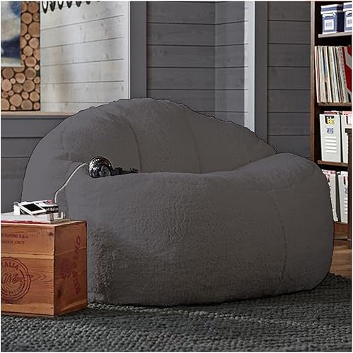 Miniatura 25 de Puf, sin relleno, muebles de sala de estar, grandes, redondos, suaves y esponjosos (solo incluye una funda, no un puf completo), de piel sintética,