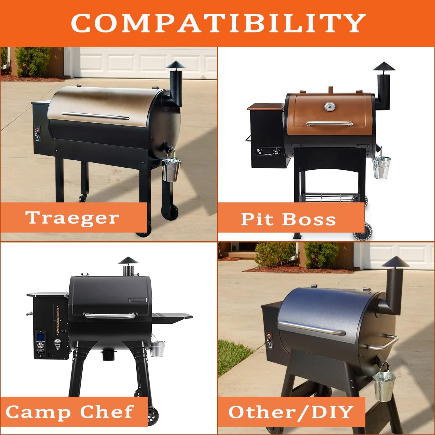 Grill Smoke Stack, Replacement for Pit Boss/Traeger/Camp Chef and Other Pellet Grills Smokestack Chimney