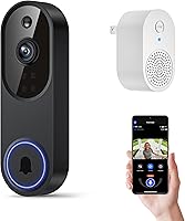 Orbitell 1080p Wireless WiFi Video Doorbell Camera: AI Motion Detection, Night Vision, 2-Way Audio, Cloud Storage - 2.4GHz Only