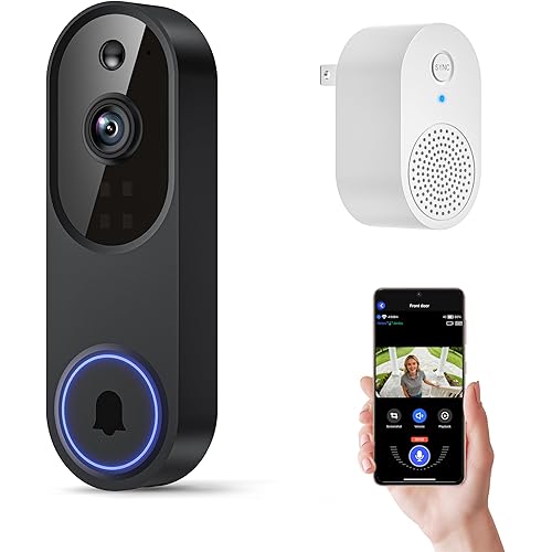 Orbitell 1080p Wireless Wi-Fi Video Doorbell Camera with Two Way Audio, Night Vision, Cloud Storage, Smart AI Motion Detection, Support 2.4GHz Wi-Fi only