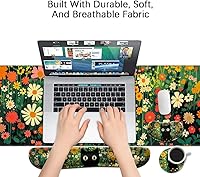 Vista 144 de MIBITRI Juego de alfombrillas para mouse y teclado, alfombrilla de mouse extendida para juegos + soporte ergonómico para reposamuñecas para teclado