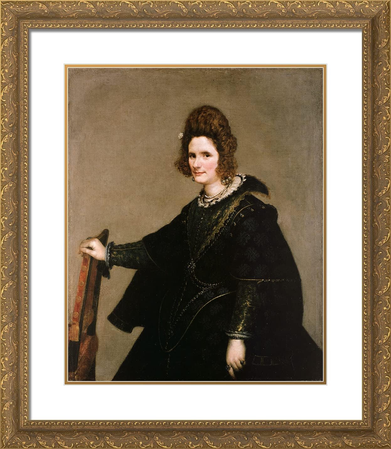 ArtDirect Velazquez, Diego 20x23 Gold Ornate Framed Art Print with Double Matting Titled: Portrait of a Lady