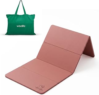 WiseLife Foldable Travel Yoga Mat for Women & Men – Lightweight Portable Exercise Mat, Non-Slip Surface, Compact Folding Design for Yoga, Pilates, Stretching, Meditation & Home Workouts (Mauve)