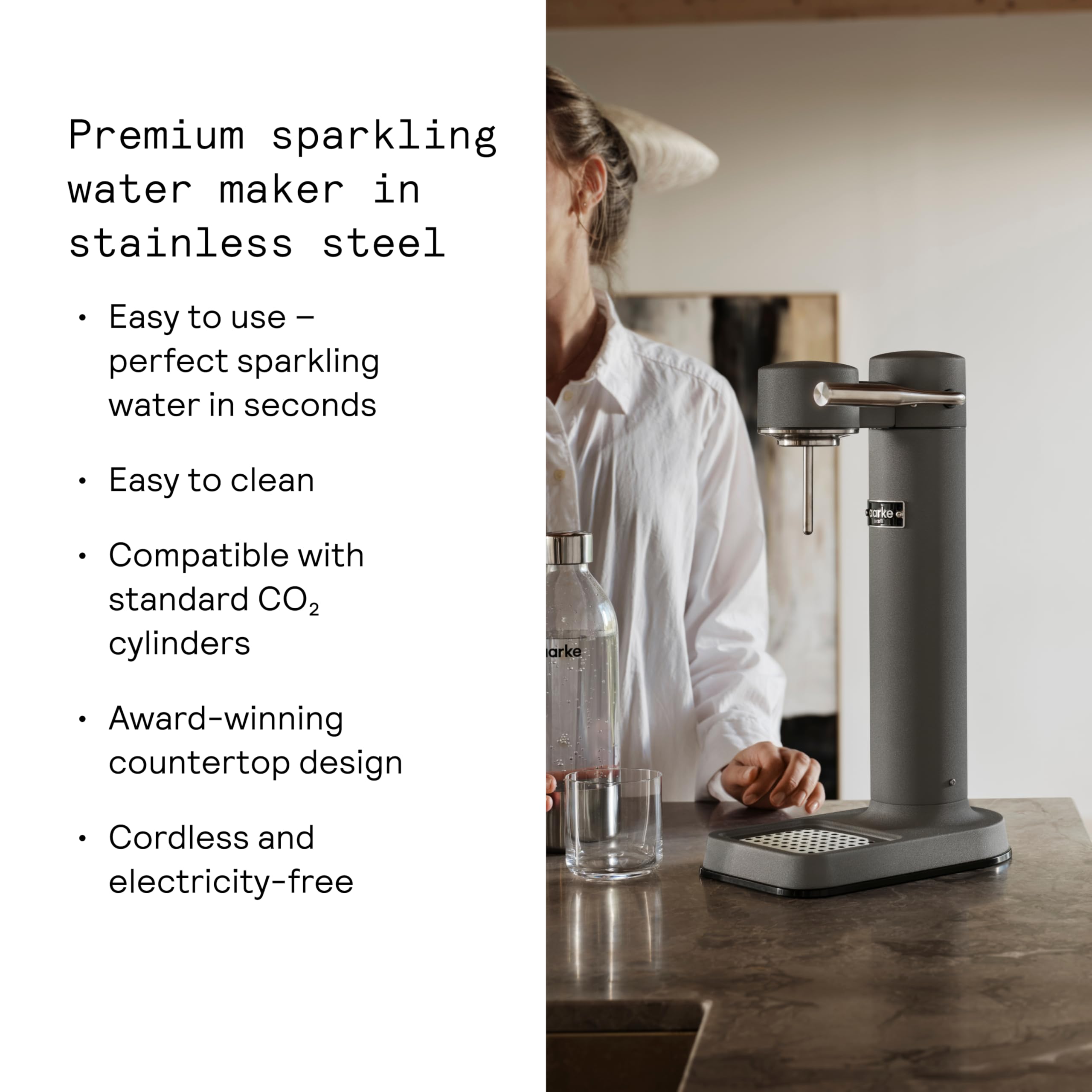 Aarke Carbonator 3 Wassersprudler aus Edelstahl im modernen Mattgrau