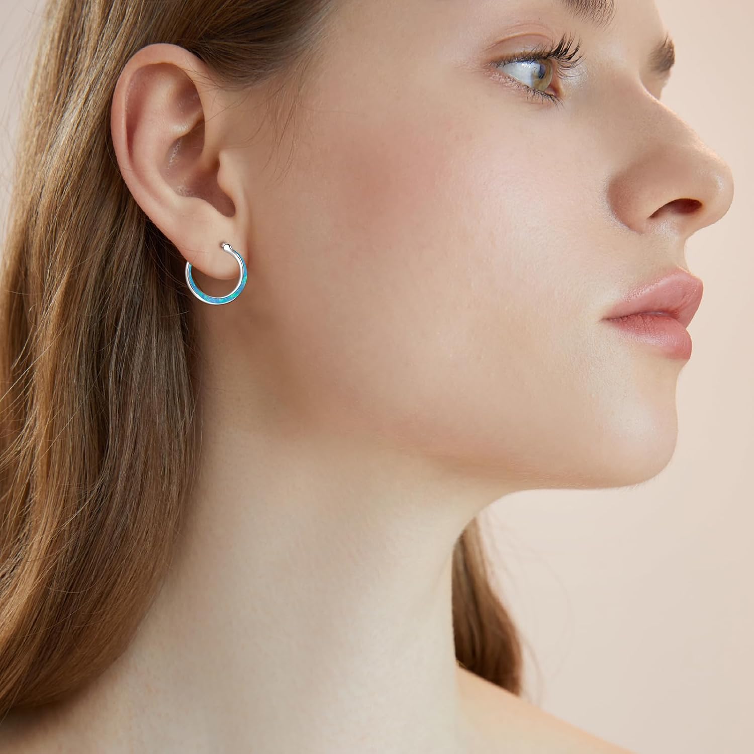 925 Sterling Silver Hypoallergenic Huggie Hoop Earrings Exquisite Small Opal Huggie Hoop Earrings with Cubic Zirconia Jewelry for Women Mom - Image 3