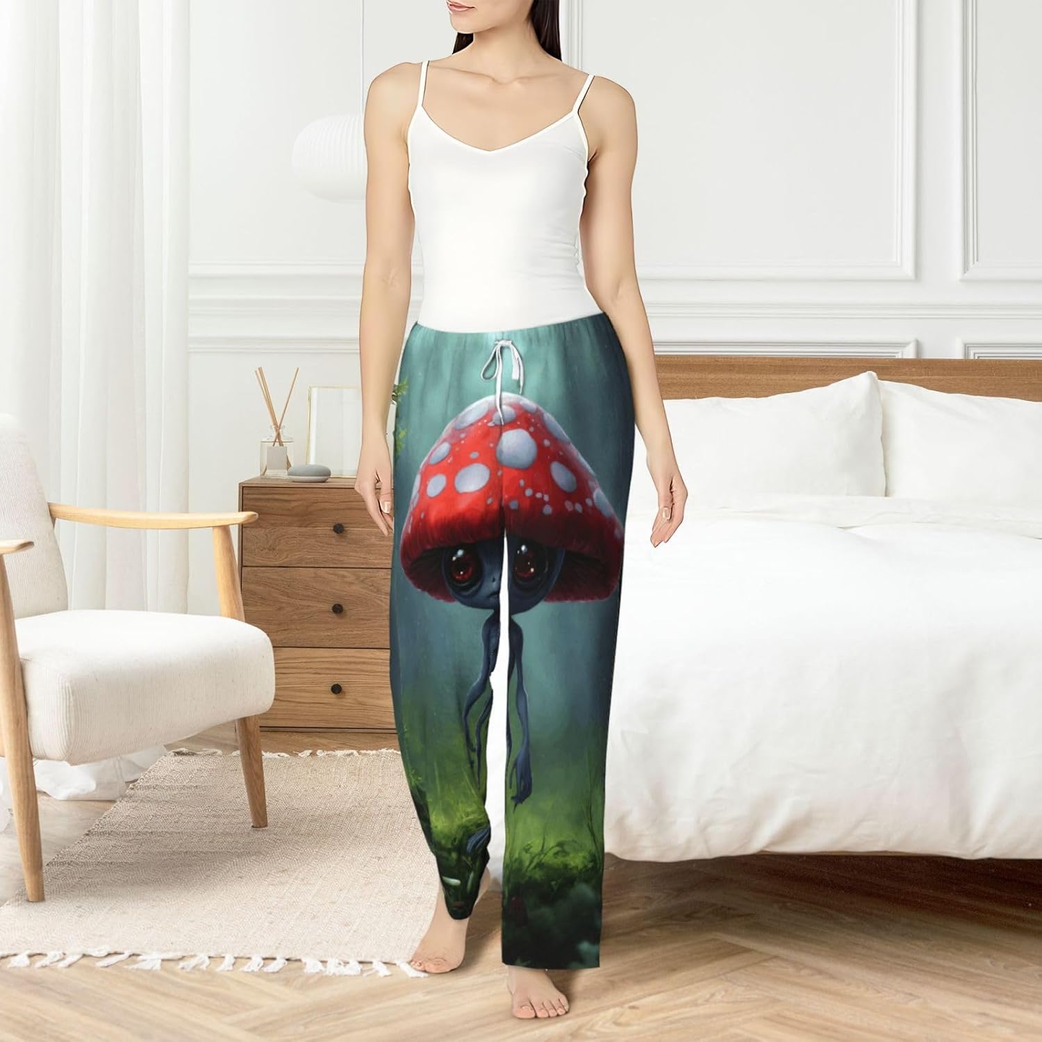 Astronaut And Alien Print Fashion Cozy Womens Flannel Pajama Pants,Perfect For Christmas And Everyday Wear