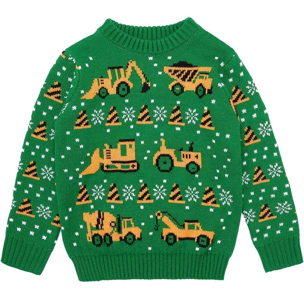 Rocksir Dziecięcy sweter z dzianiny z kreskówki, zimowy świąteczny sweter z okrągłym dekoltem dla malucha