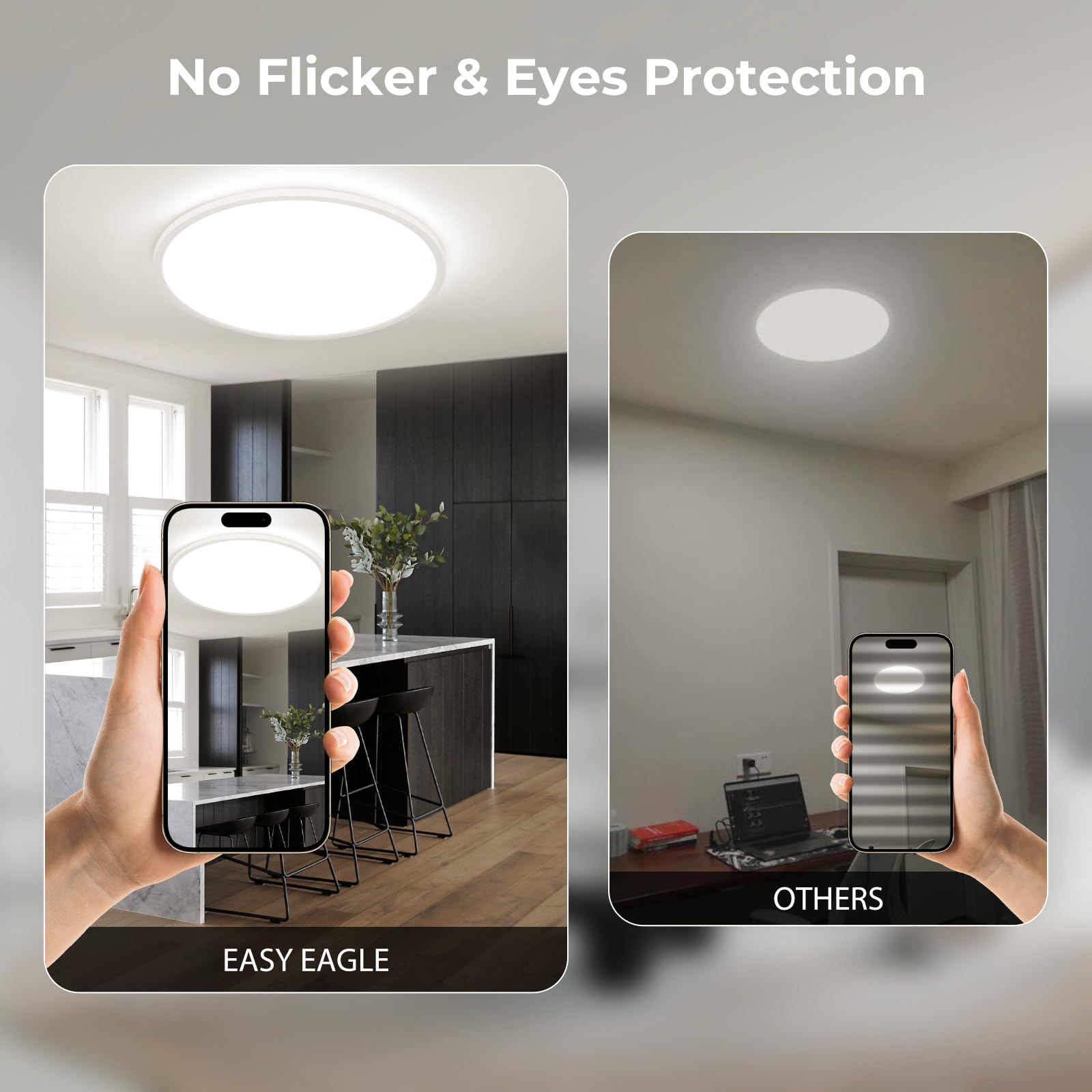 EASY EAGLE Plafon LED Techo, 50CM Superficie Panel Led 4000K, 52W Lámpara de Techo Moderna, Luz LED Techo Para Oficina Dormitorio Salon Cocina Comedor Balcón Baño, Redondo — view 5