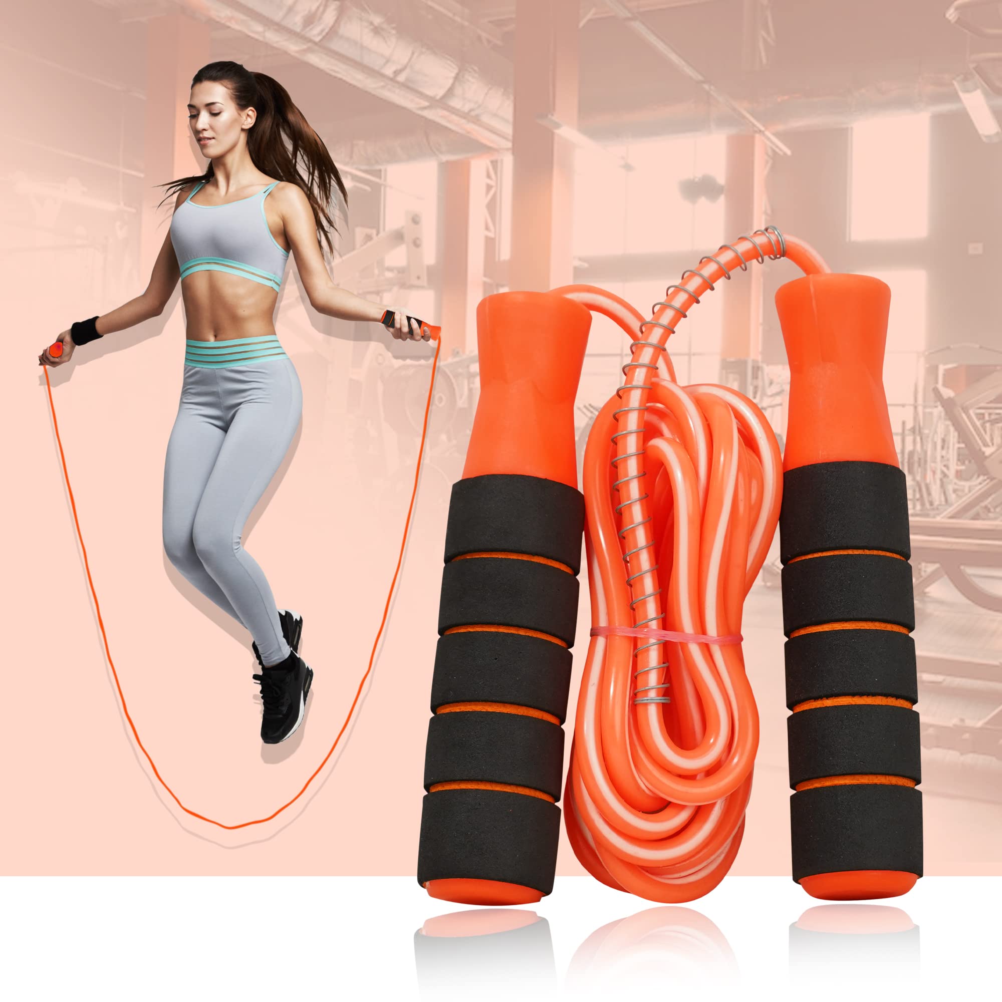 PROUT Skipping Rope | Jump Rope | Double Foam Skip Rope | Adjustable Jumping Rope | Skip Rope with Foam Handles for Women, Men, Kids (Orange)-image-5