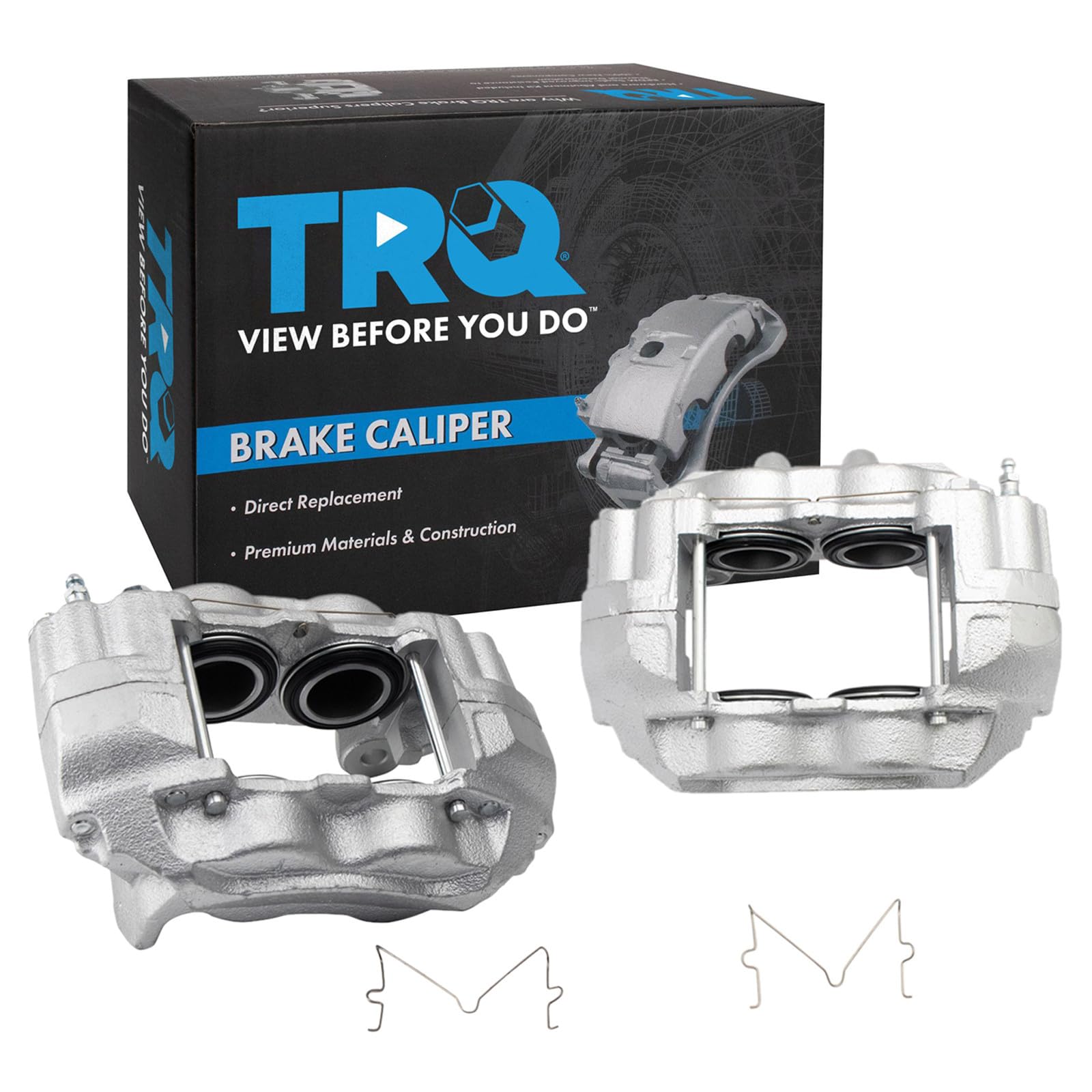 TRQ Front Driver and Passenger Side Brake Caliper Set Hardware