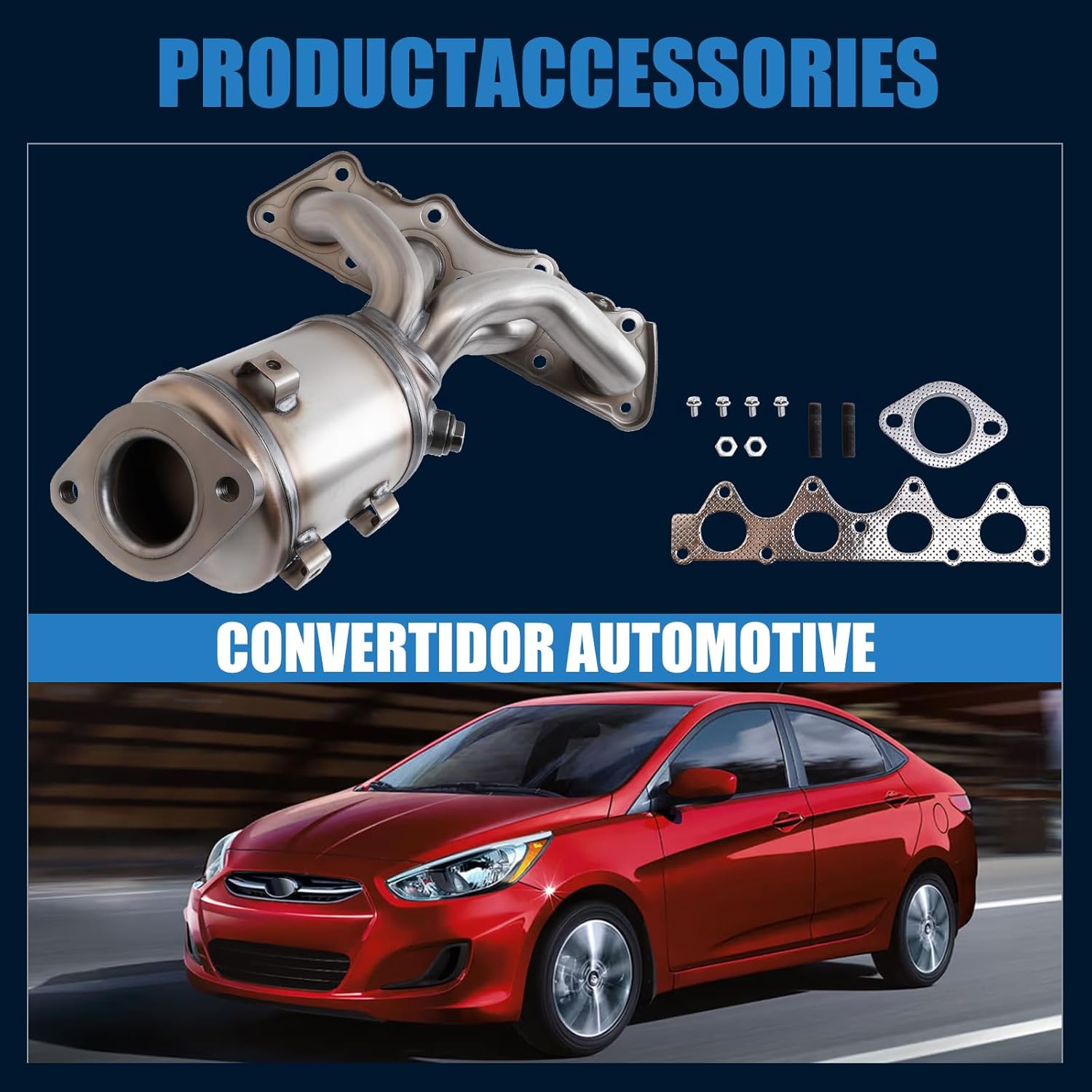 Catalytic Converter Compatible with 2012-2017 Accent, 2012-2017 Veloster, 2012-2016 Rio, 2012-2014 Soul 1.6L L4, 16680, 641502, 674-891, 285102BEF1, 285002BSNA, Manifold Catalytic Converter