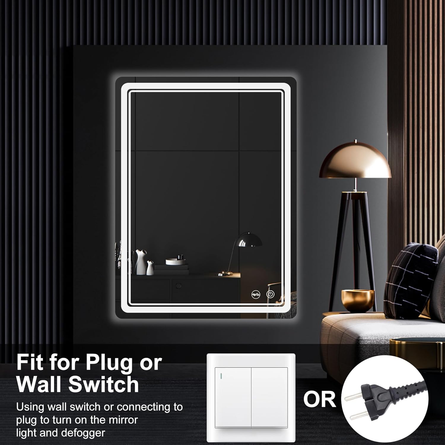 LED Bathroom Mirror with Lights, Anti-Fog, Dimmable, Lighted Bathroom Vanity Mirror for Wall, UL-Certified (32 x 24)