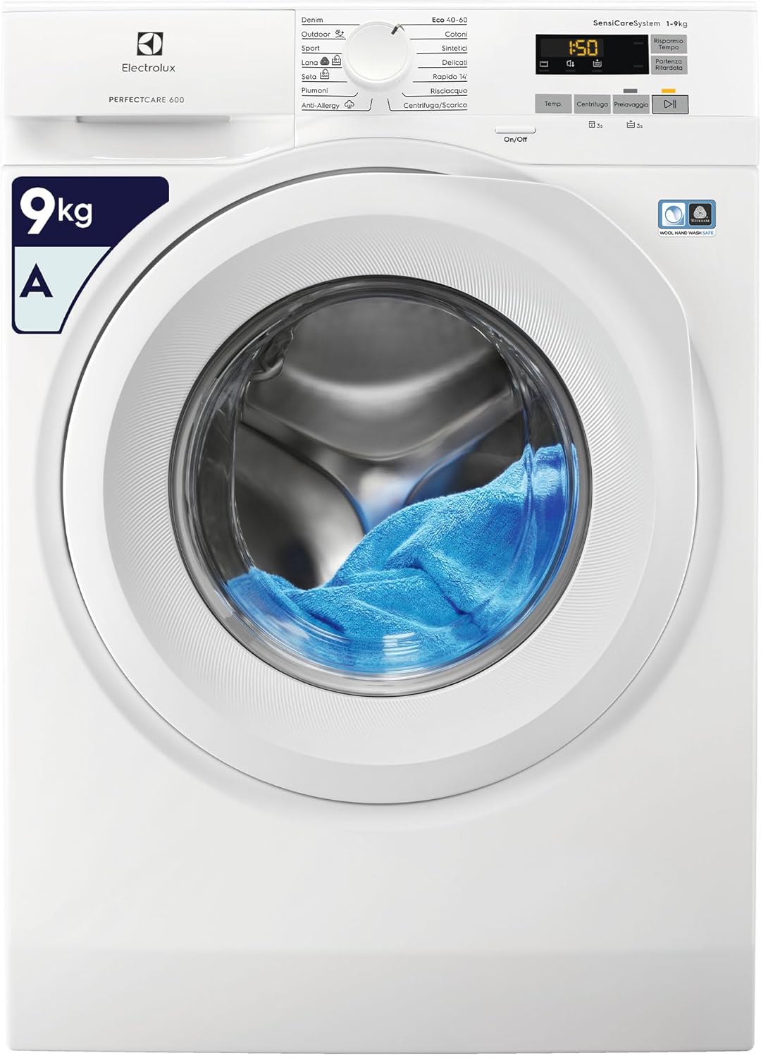 Electrolux PerfectCare 600 Lavatrice a Carica Frontale 9 kg, EW6F592T, Tecnologia SensiCare, Classe A, 847x597x636 mm, Bianco Single Serie 600 - Immagine 1