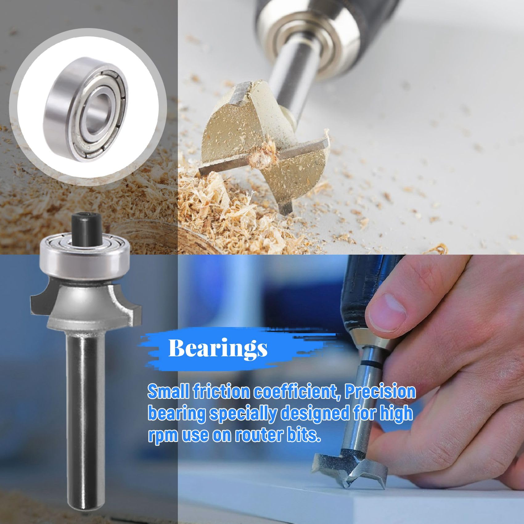 Lot De 10 Roulements à Billes Pour Bits De Routeur - Kit Remplacement Précision Diamètre 12,7 Mm