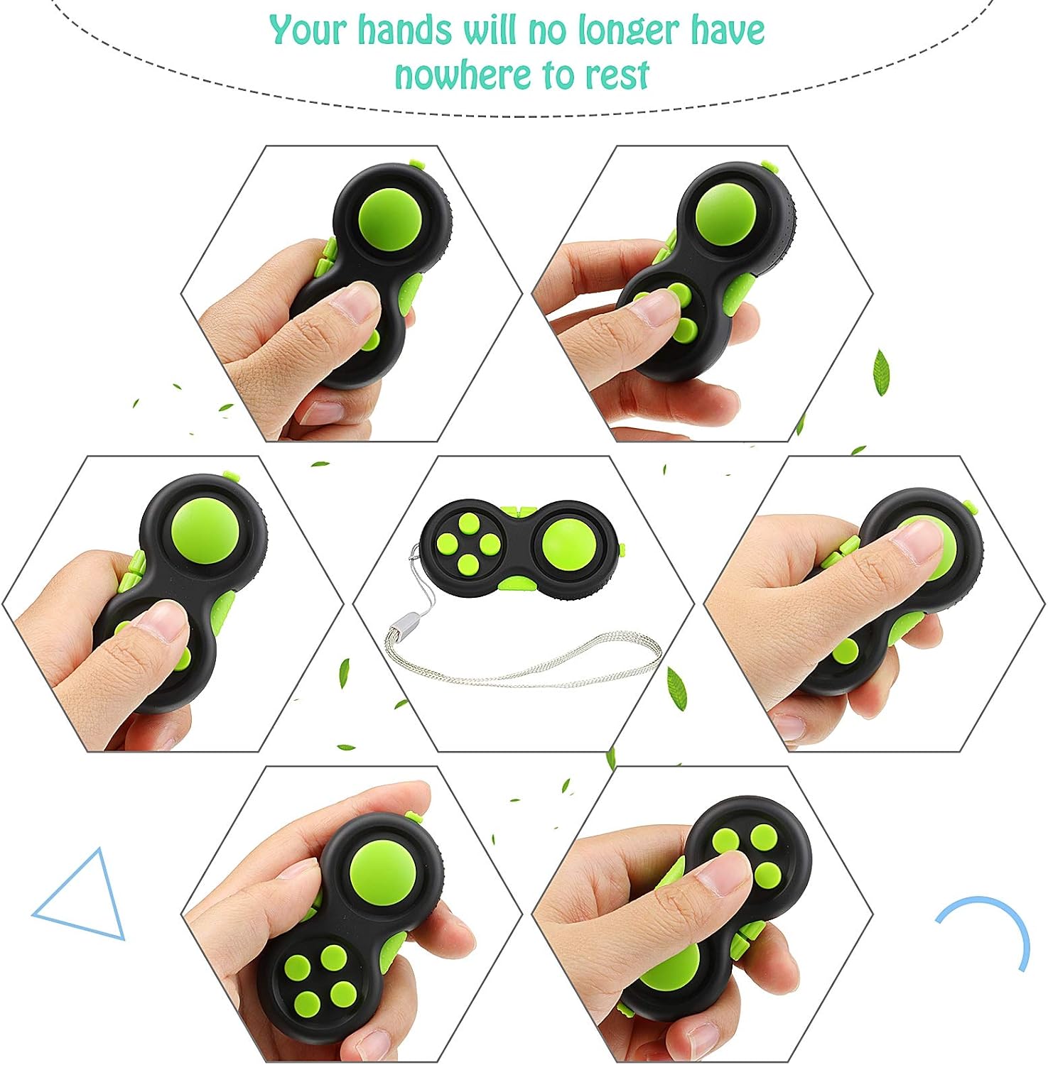 Sumind 4 Pieces Handheld Mini Fidget Toy Set Include 12-Side Fidget Toy Cube, Cube, Cam Fidget Controller Pad, Decompression Ring for Teens, Adults to Relieve Pressure (Green, Pink)