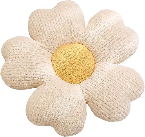 Almohada en forma de flores, almohada con flores en la silla, cojines decorativos para el hogar, cojines de flor de cerezo (50 x 50, blanco y