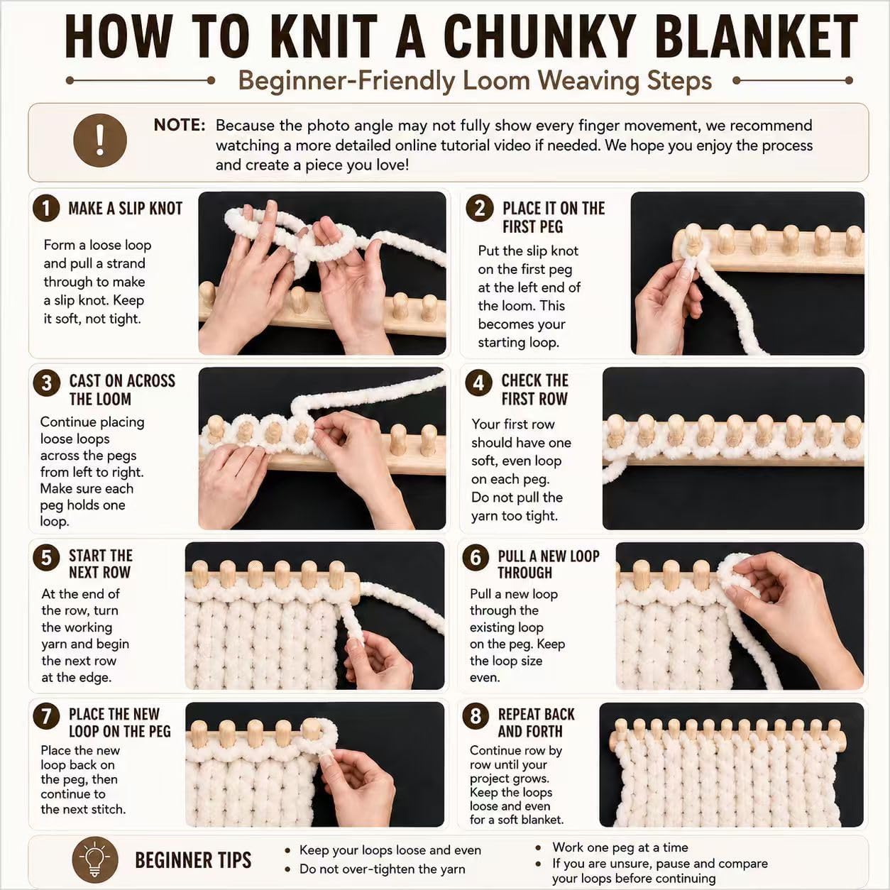 NYELOZIO 2026 Upgraded 48 Inch Chunky Blanket Loom Kit, Solid Wood Hand Knitting Loom for Chunky Yarn, Snag-Free Edges, Stainless Steel Pins & Storage Bag, Beginner Friendly Craft Tool