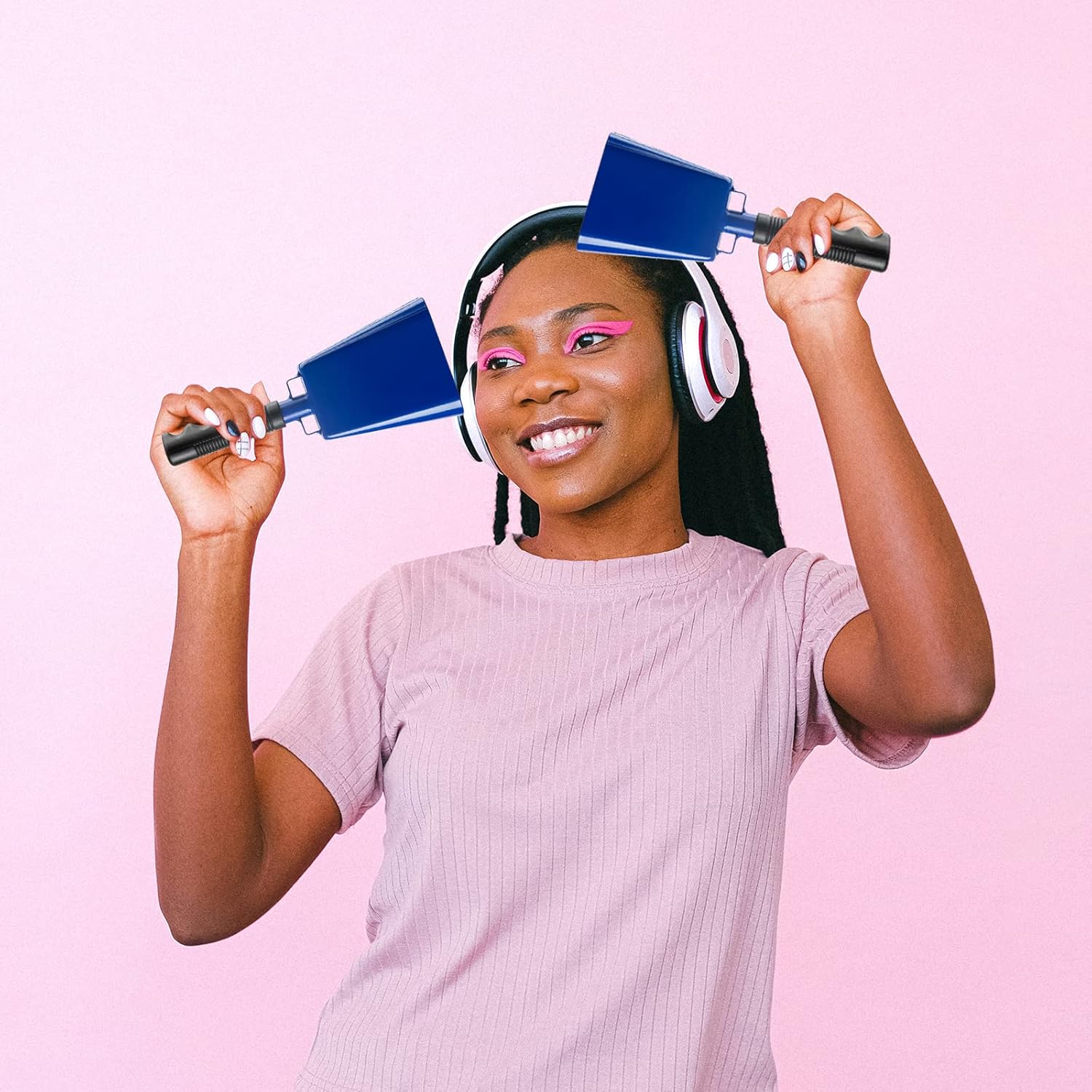 Cowbells 2pcs,Steel Cow Bell 8 inch with Handle,Cheering Hand Bell for Sports Events,Football Games,Party,Farm,Hand Chimes Percussion Musical Instruments (8 inch, Blue) : Musical Instruments