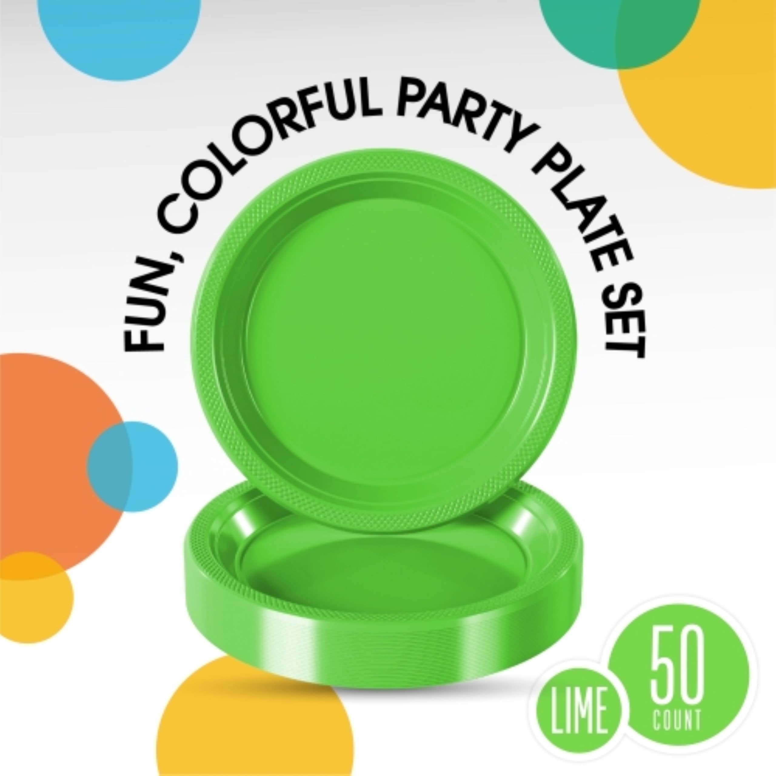 Exquisite Exquisite Lime Green Plastic Plates for Party 9" Lime Green Disposable Plates for Party Supplies 50 Pcs Disposable Dinner Plate Heavy Duty 350 GSM Plate Sets, Plastic Dinnerware Sets in use