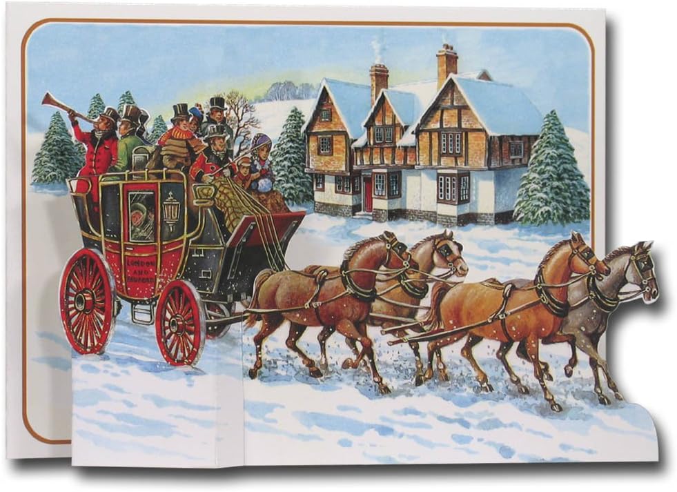Stage Coach - Pictoria Press 3D Pop Up Christmas Greeting Card - Stagecoach