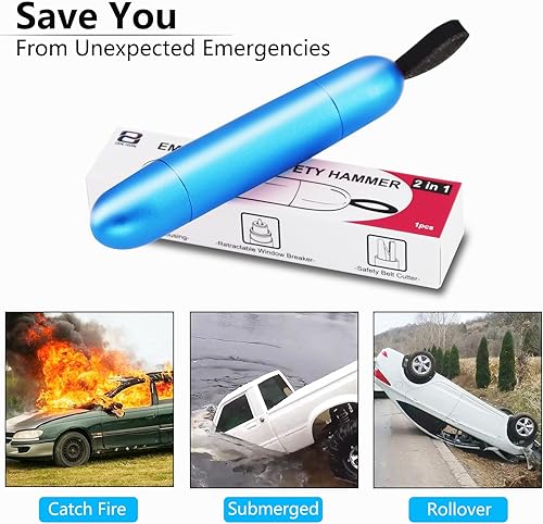 Miniatura 4 de Martillo de seguridad para automóvil, interruptor de ventana y cortador de cinturón de seguridad, herramienta de escape de emergencia multifunción