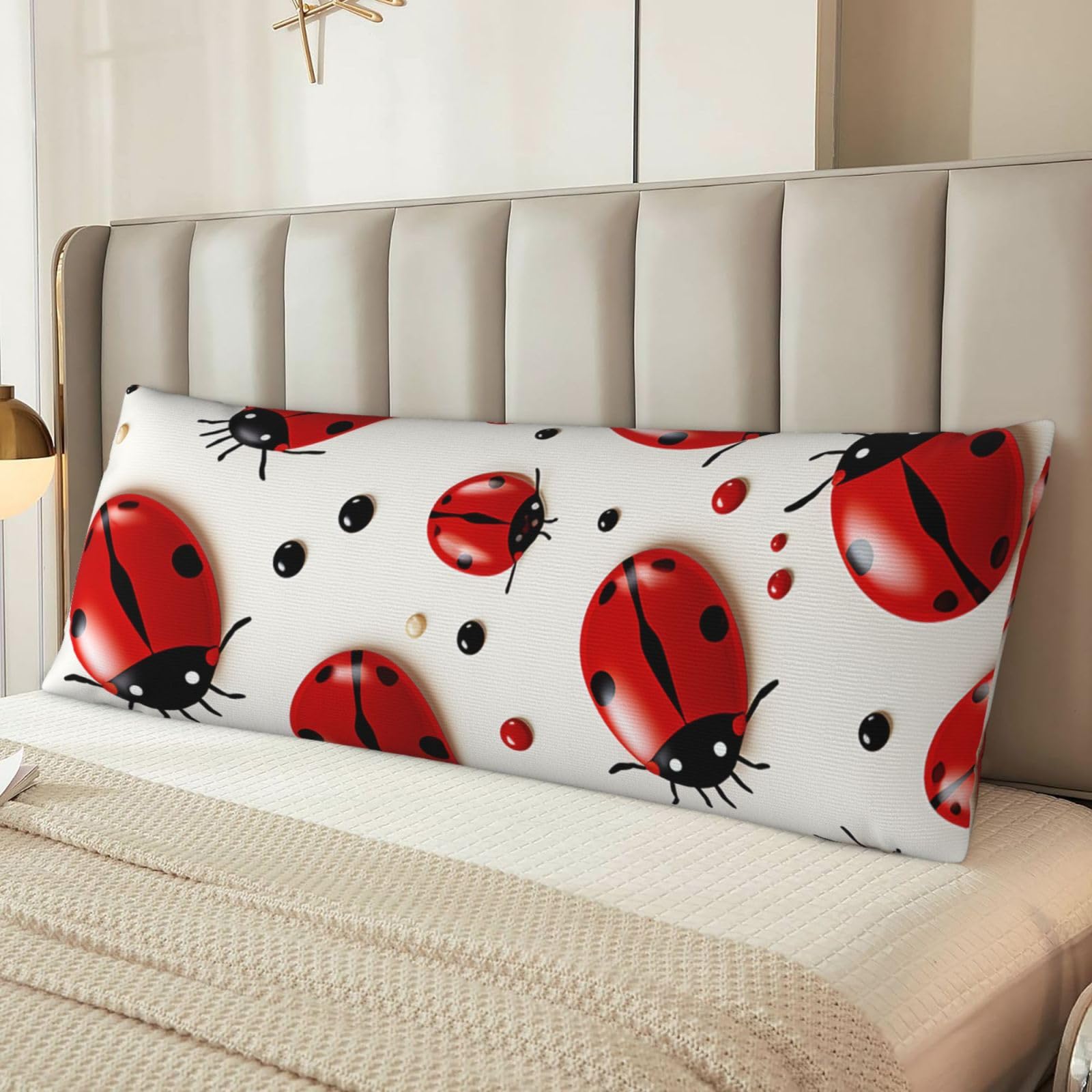 Fodpand Women's Black Red Ladybug Body Pillow Cover 20X54 Inches Soft Microfiber Long Pillow Case For Sleeping & Side Sleepers Comfy Breathable Decorative Body Pillowcase Gifts For Men