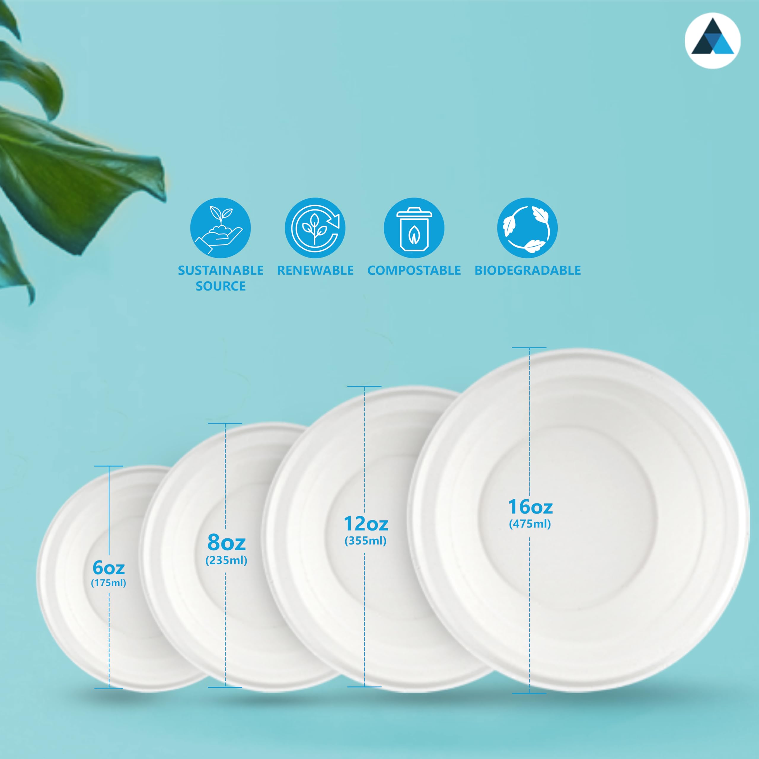 Cuencos de papel resistentes desechables y compostables para fiestas, biodegradables, para sopa, ensalada, postre, ensalada, postre, 175 ml, 6 onzas, paquete de 500 unidades