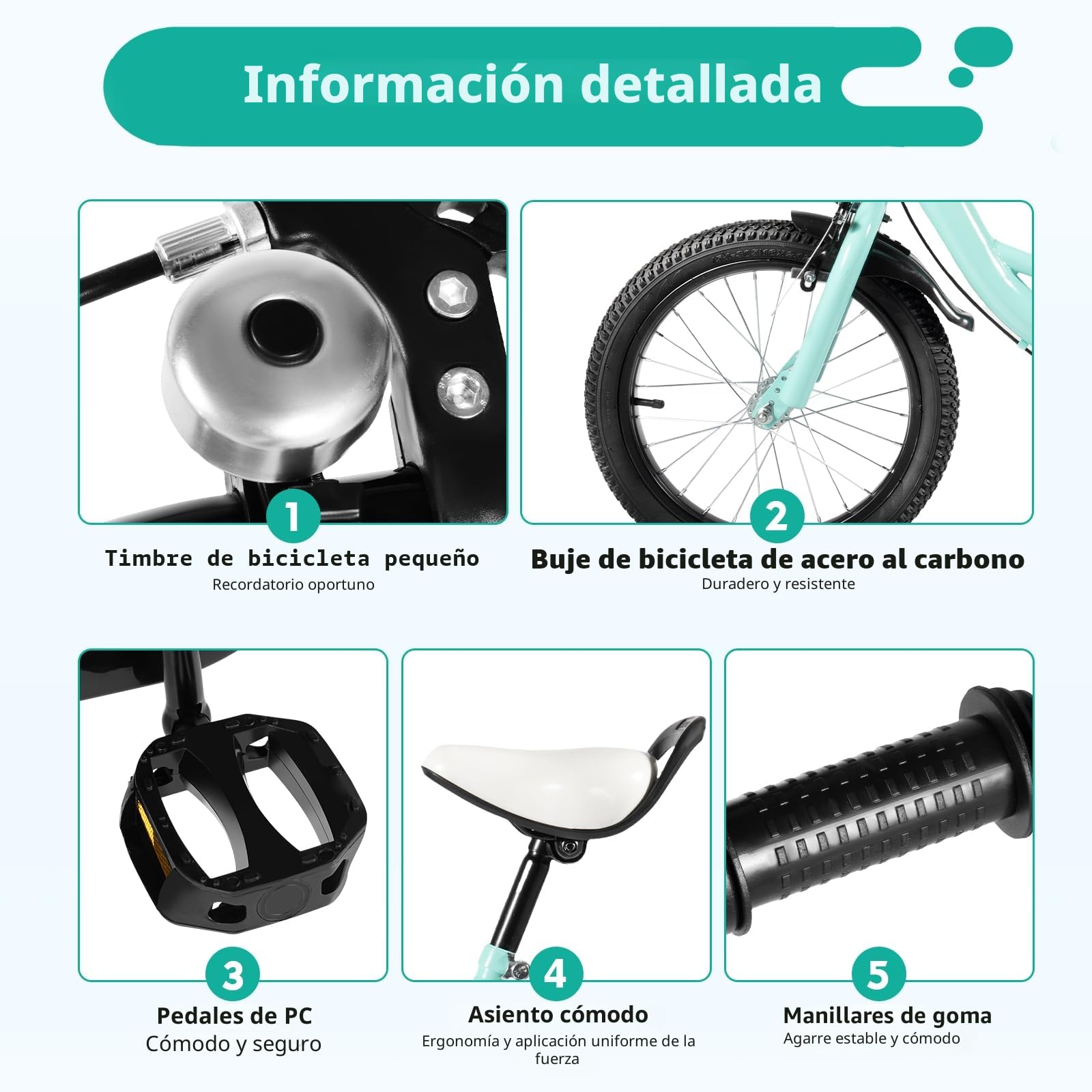Bicicleta infantil de 16 pulgadas a partir de 4-8 años, para niños y niñas, con ruedas de apoyo, altura ajustable, color verde y negro