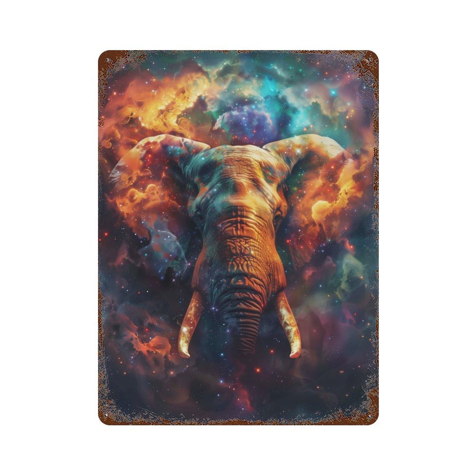 Cosmic Elephant Dream Decorative Tin Sign 15.7"x11.8", for Bistro, Counter And Cafe Decor, Classic Wall Plaque