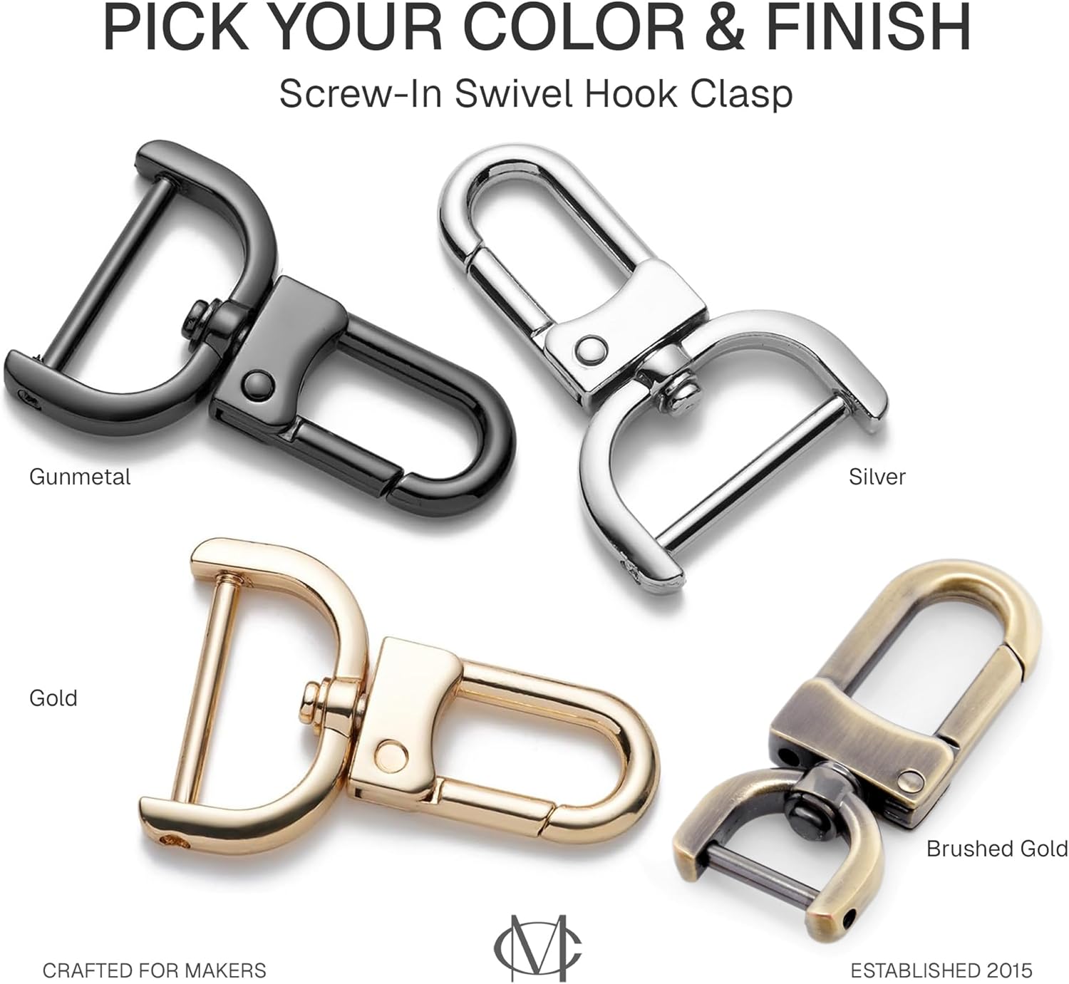 CRAFTMEMORE 2pcs Detachable Snap Hook Swivel Clasp w/Screw Bar VT99 Bag Strap Hardware Replacement (1 Inch, Brushed Brass) - Image 7