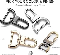 Vista 7 de CRAFTMEMORE 2 piezas de gancho de presión desmontable con cierre giratorio con barra de tornillo VT99 para reemplazo de hardware de correa de bolsa