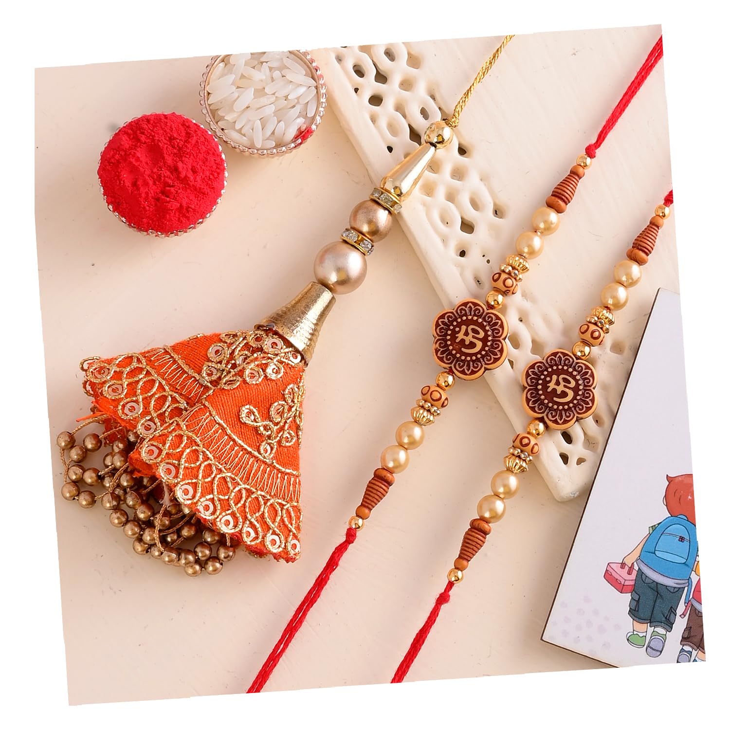 ascension Unisex Adult 1 Lumba Rakhi & 2 Om Rakhi For Brother And Bhabhi Lumba Floral Rakhi Kundan Bracelet Rakhi For Bhaiya Bhabhi Traditional Rakhi Bracelet Set (B0D9B7PBZ5) Amazon Price History, Amazon Price Tracker