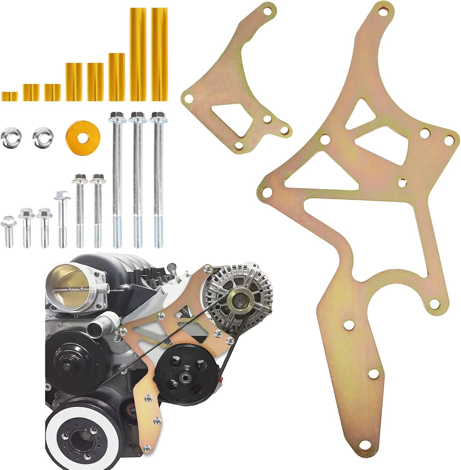 LS Engine Conversion Bracket Kit, Serpentine System for Alternator and Power Steering, Fits LS1 LS2 LS3 LS6 LS7 4.8-6.2L