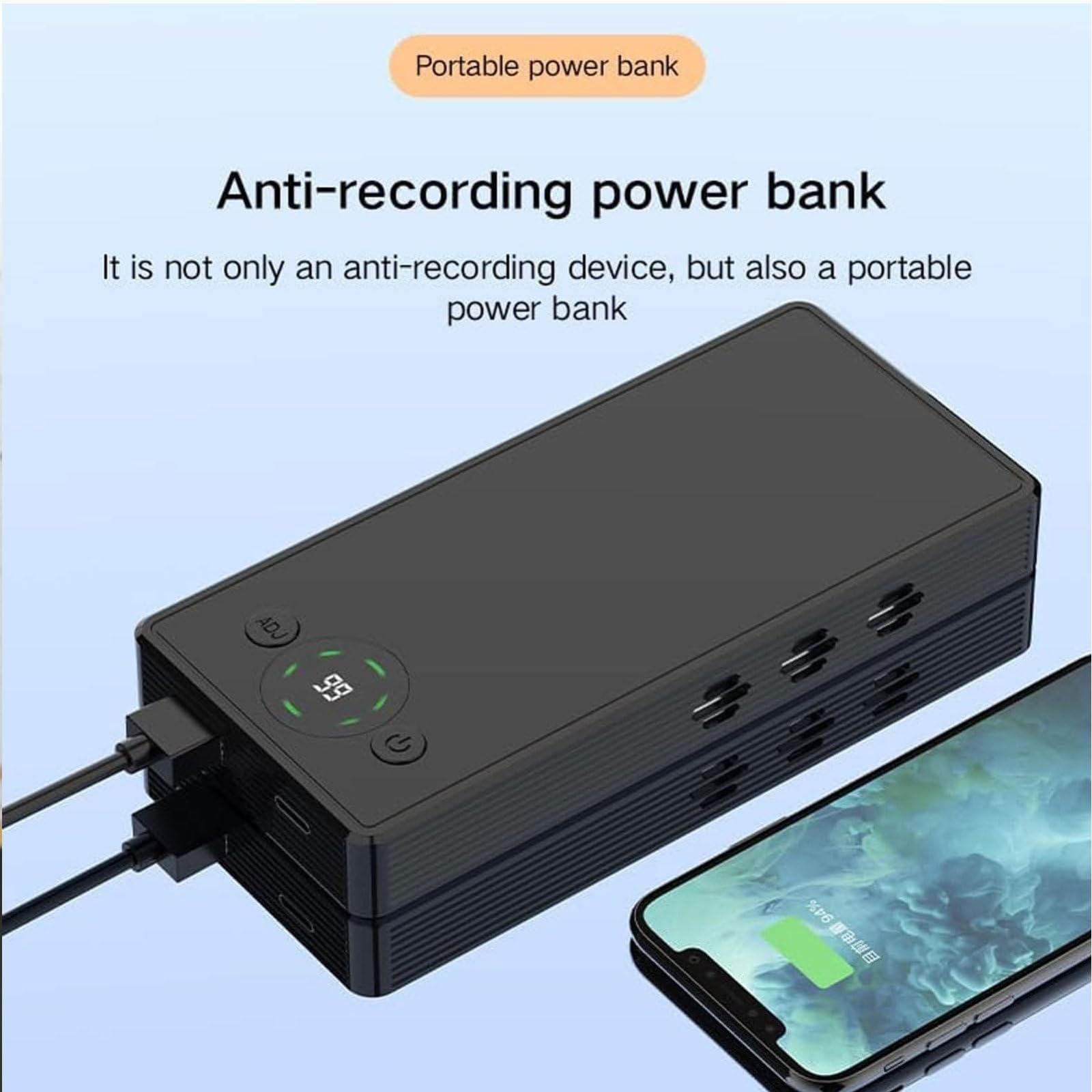 Blocco delle registrazioni telefoniche, Jammer Audio del Segnale Mobile con Telecomando, 4000 mAh Anti-Alimentazione con Portata 1-50 m, per Anti-Mobile