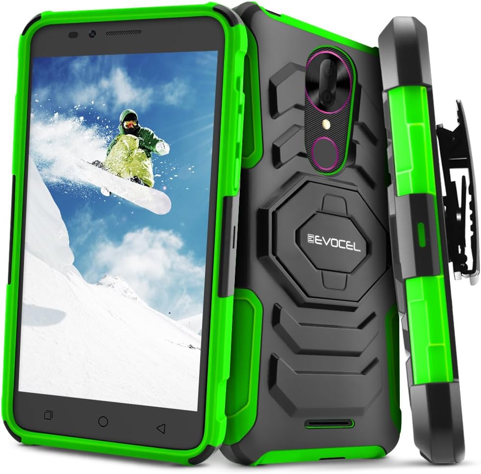 T-Mobile REVVL Plus Case, Evocel [New Generation Series] Belt Clip Holster, Kickstand, & Dual Layer for T-Mobile REVVL Plus C3701A, Green (Does NOT fit REVVL 2 Plus - only REVVL Plus)