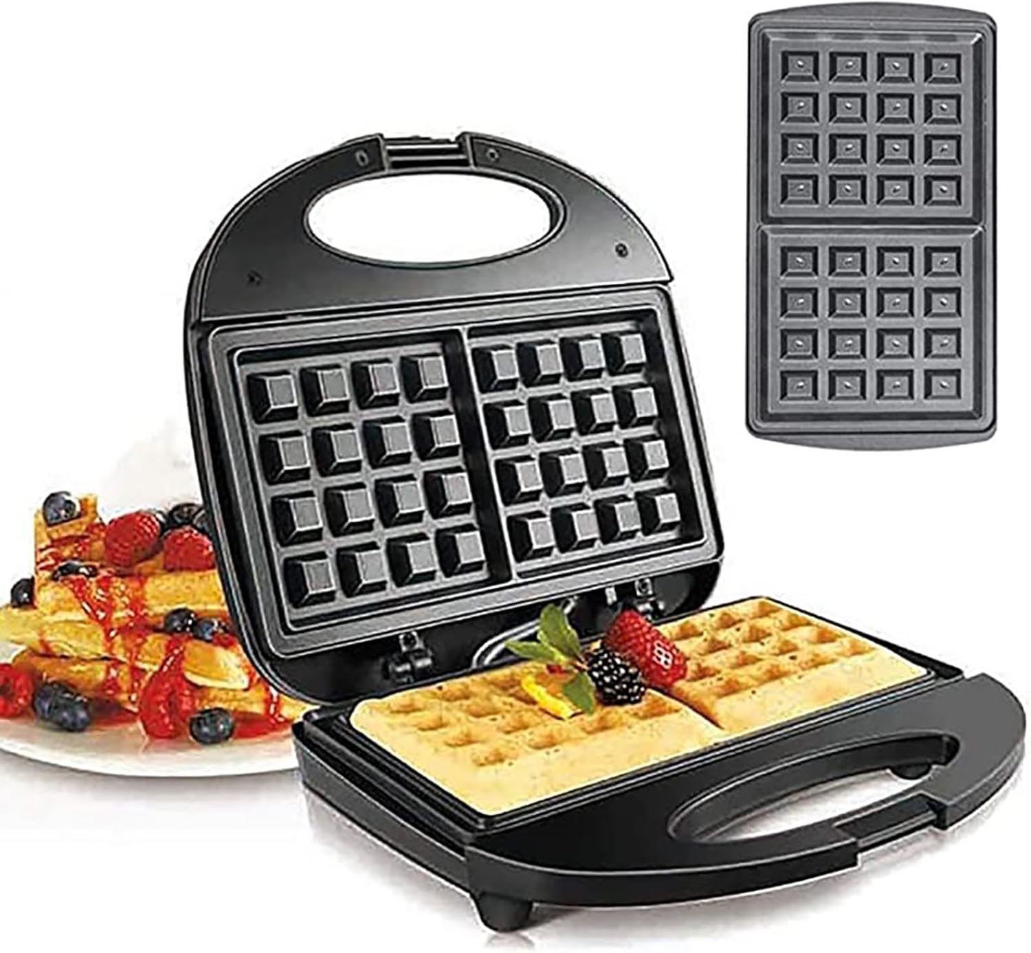 Compact Electric Waffle Maker - Non-Stick Mini Waffle Iron with LED Indicator Lights, Quick Even Heating, Easy to Clean, Perfect for Home, RV, or Party Use