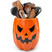 pinata Halloween Kitchen Decor, Ceramic Halloween Pumpkin Utensil Holder