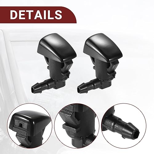 Miniatura 5 de Boquilla para limpiaparabrisas para Toyota Tacoma Durable No.8538104030 Boquilla de lavado de parabrisas negro frontal con manguera y conectores, 1