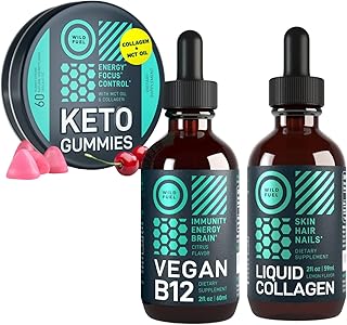 WILD FUEL Liquid B12, Keto Gummies and Liquid Collagen with Biotin Bundle
