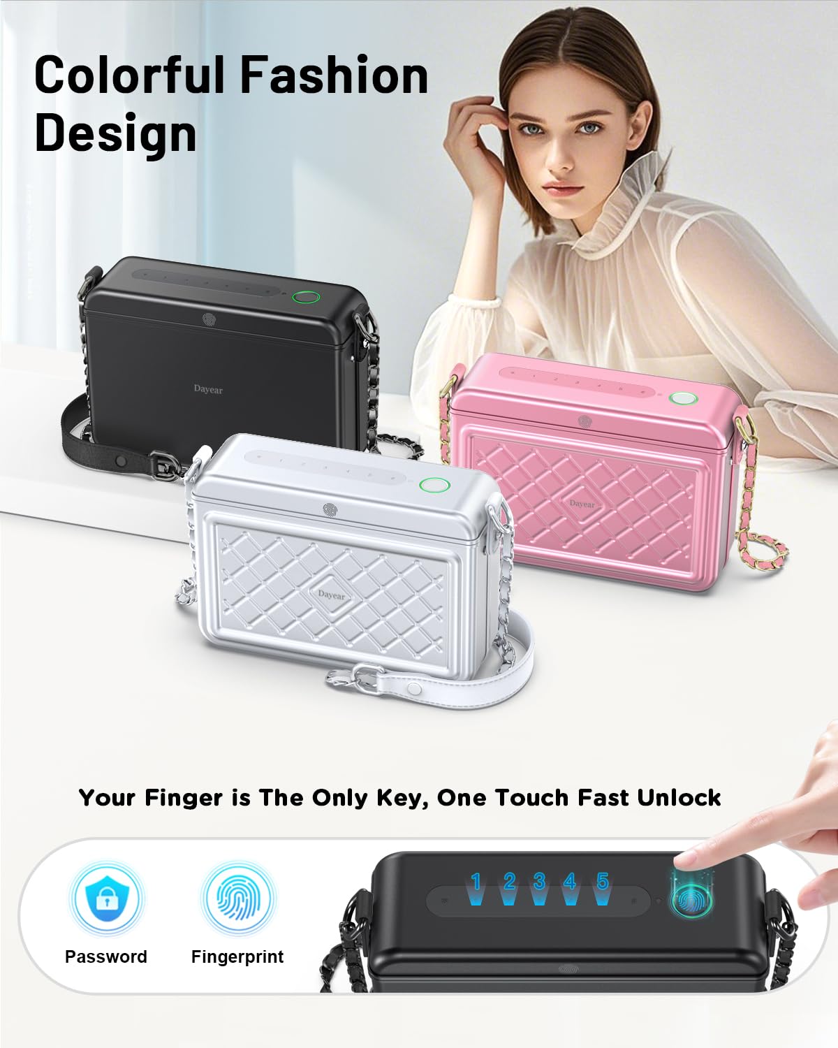 Dayear Anti-Theft Fingerprint Safe Lock Bag, MFi Certified Security Lock Boxes with Password - Image 2