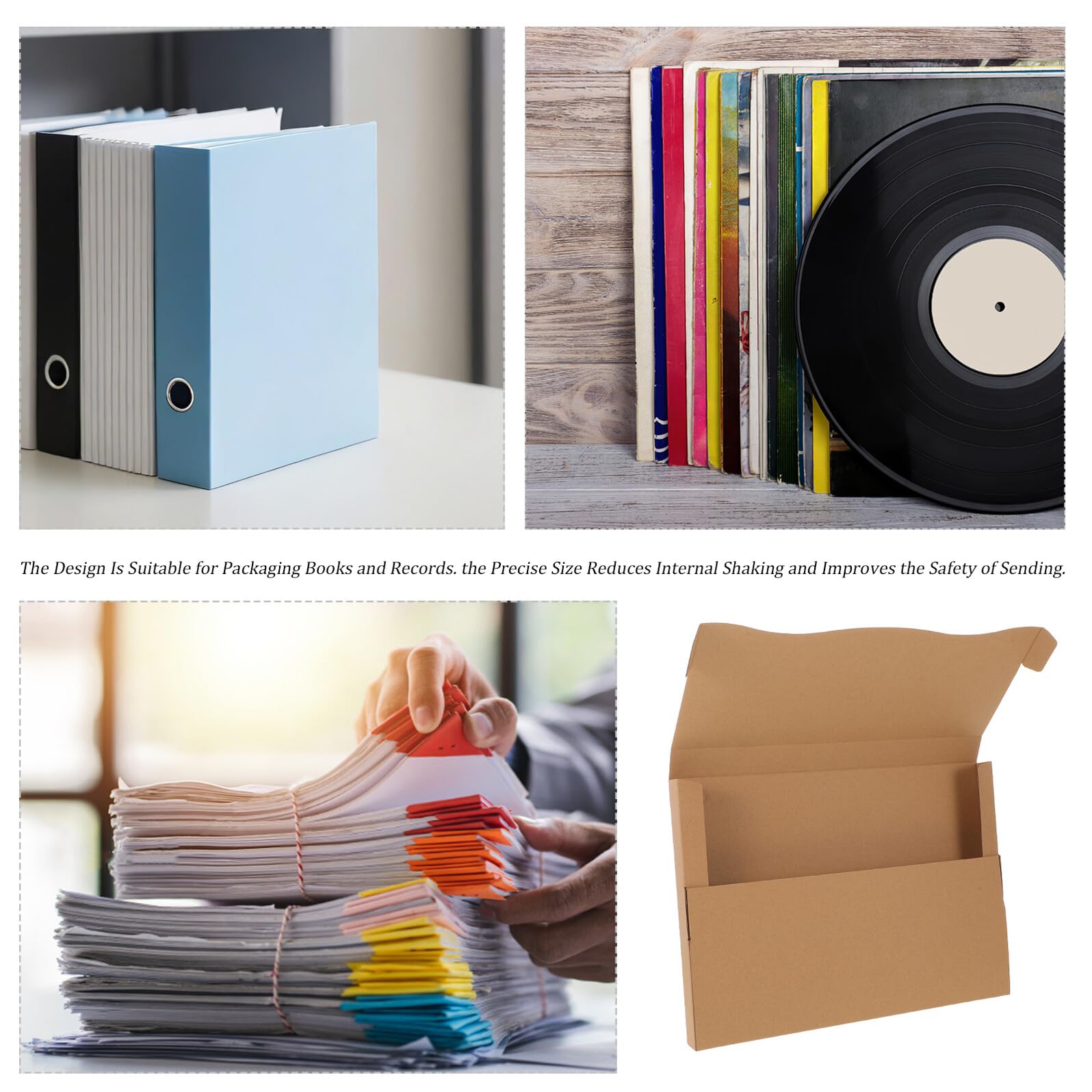 20 Scatole per Spedizione Dischi in Vinile in Carta Kraft Riciclata, Scatole Protettive per Album e Libri 310x226x28mm, Confezione per Collezionisti e Piccole Imprese