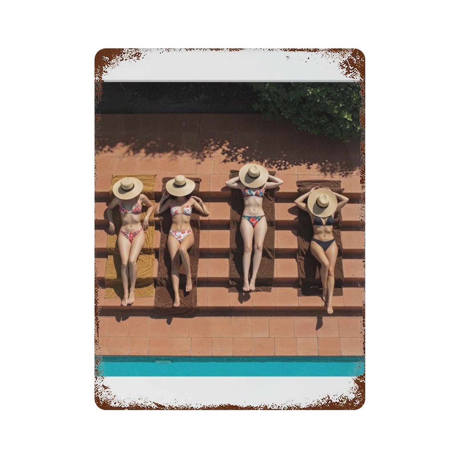 xiaoxiaoshen Girls Sunbathing, Photography S Wall Decor Art Metal Tin Poster Modern Home Decor Art Home Bar Shop Decorations Vintage Sign 40x30cm