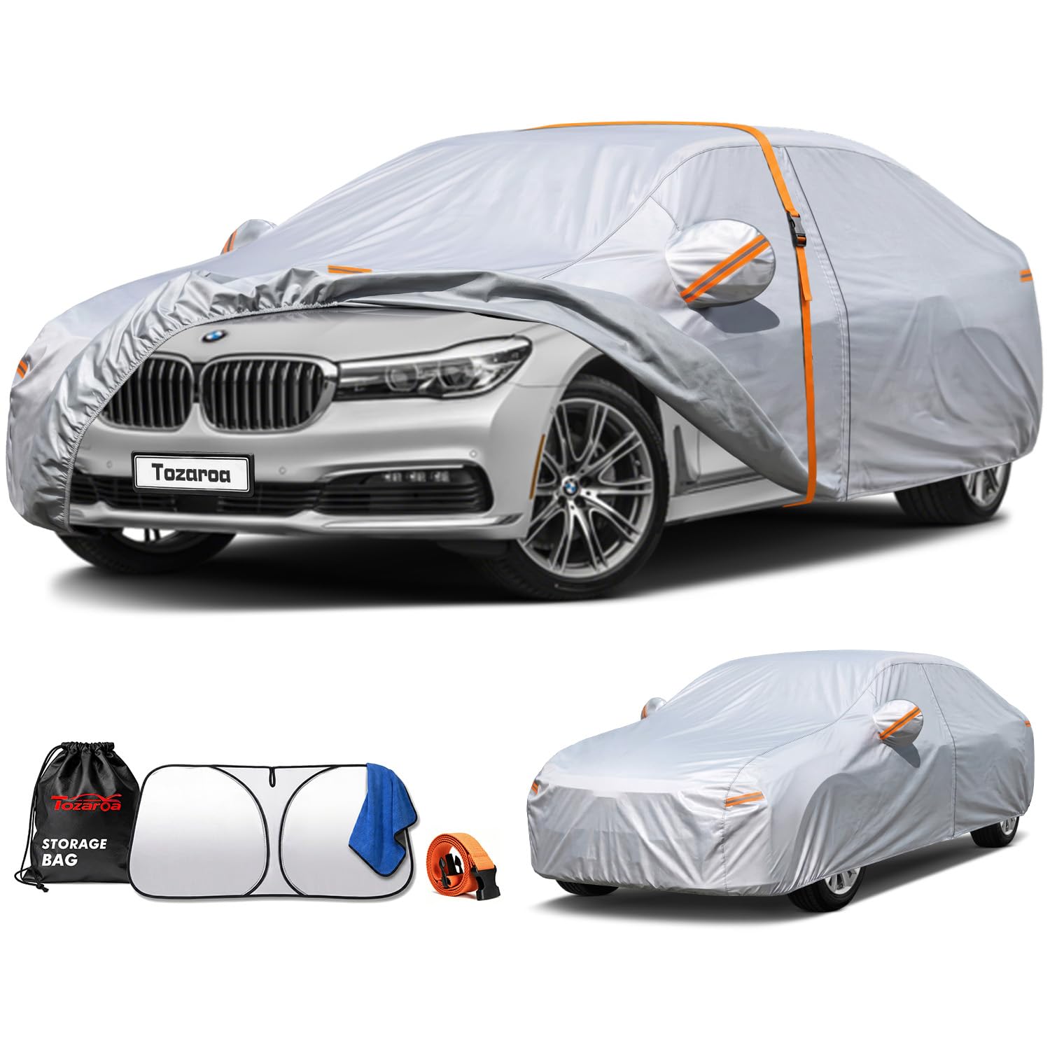 Car Cover Waterproof All-Weather,Heavy-Duty Outdoor Full Exterior Automobiles Sedan/Coupe (Length 186-193 inch) with Windshield Sun Shade Universal Fit Ford Mustang,Chevy Camaro/Corvette etc — view 33