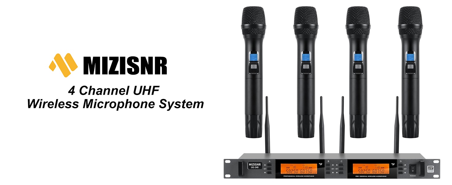 Amazon.com: MIZISNR Wireless Microphone System 4 Channel, UHF
